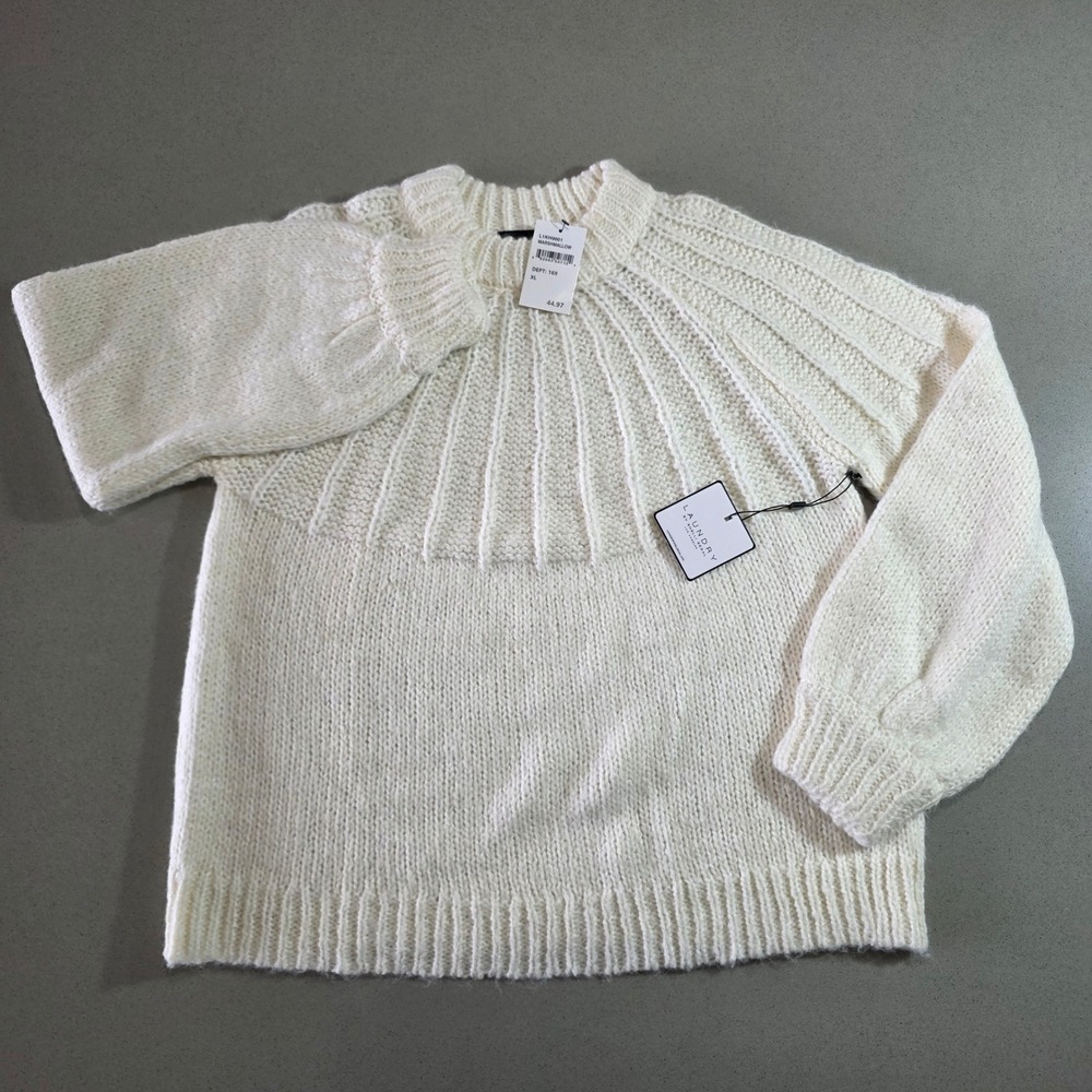 Laundry by Shelli Segal Marshmallow Knit Sweater Cream XL L1KH9001